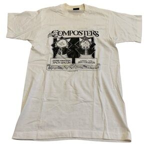 Vintage 80s Composers Music Humor T-Shirt - Bach & Beethoven M Single Stitch